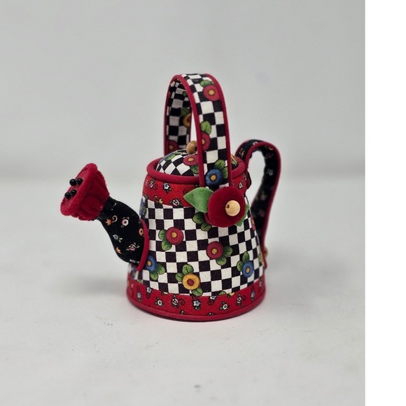 Mary Engelbreit Other - Vtg Mary Engelbreit watering can floral check pin cushiowhimsical Cottagecore